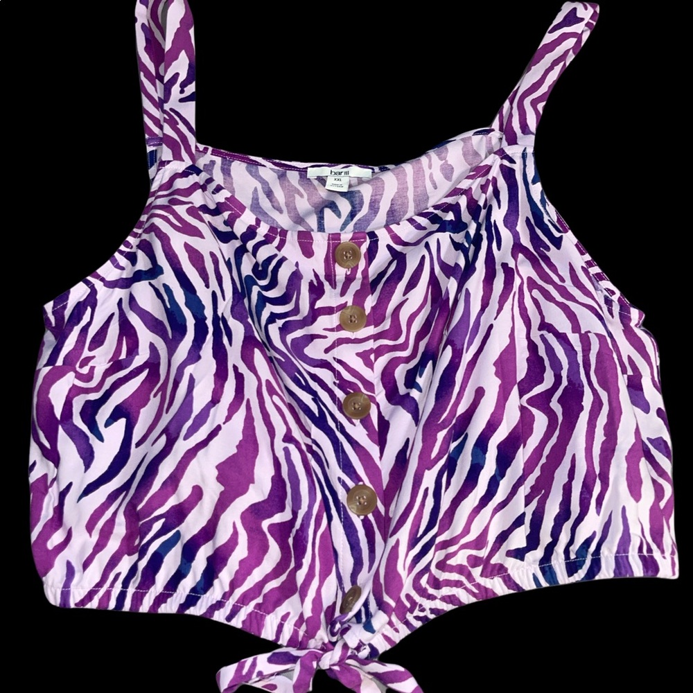 Bar III zebra print cami with drawstring at waist